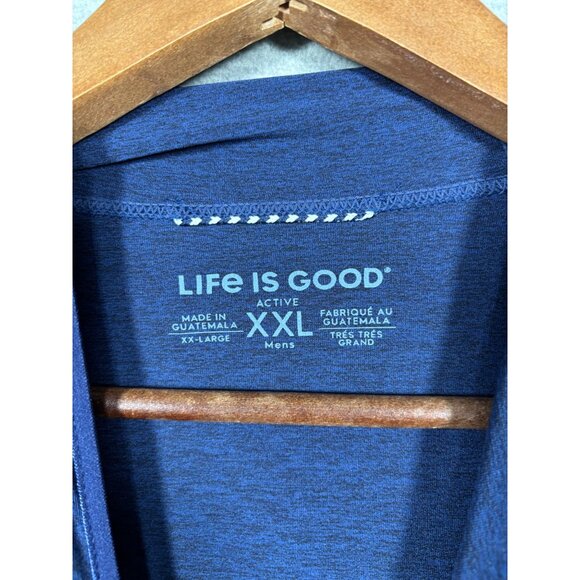 Life Is Good Mens XXL Active Hoodie Long Sleeve Shirt Blue Mountain Graphic - Picture 2 of 5